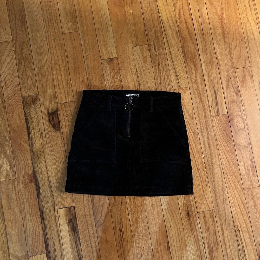 Black Corduroy Mini Skirt
